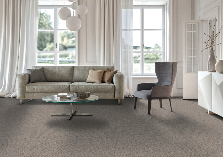 greige pattern carpet in living room